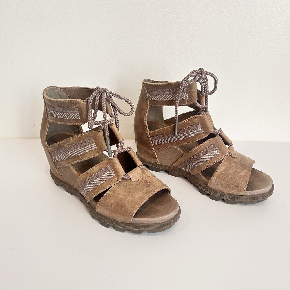 Sorel Joanie Wedge Sandal Tan Size 7.5 - Picture 3 of 8